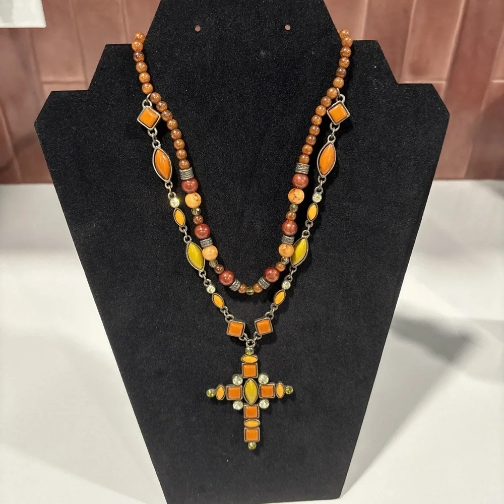 Lot Of 2 Unmarked Amber/Gold Necklaces - Picture 2 of 16